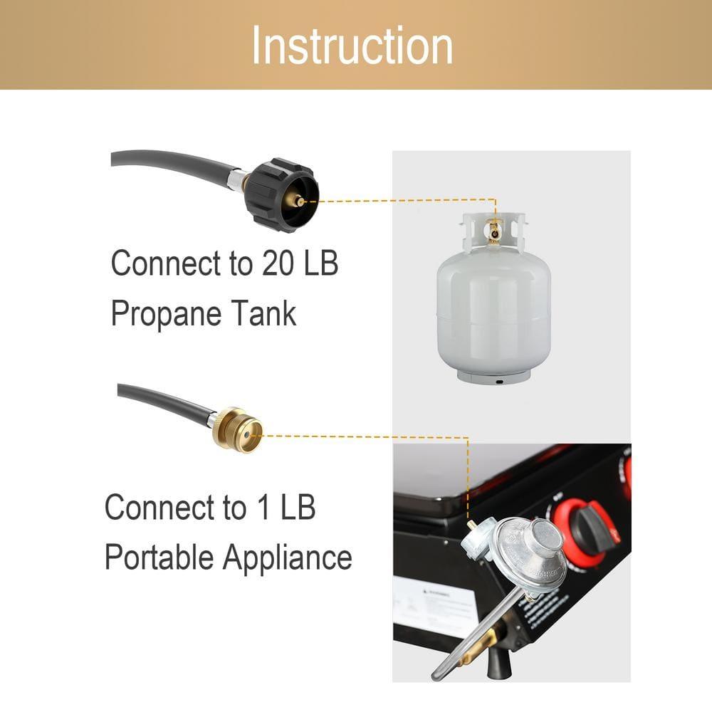 Royal Gourmet Royal Gourmet 5 Feet Propane Hose Adaptor, 1 Lb Portable Appliance to 20 Lb Lp Tank Converter with Type 1 Connection, Black