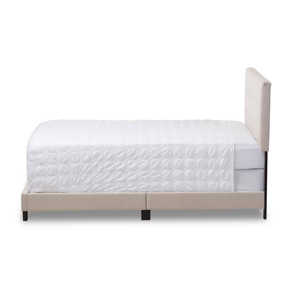 Full Brookfield Modern and Contemporary Fabric Upholstered Grid Tufting Bed Beige - Baxton Studio: MDF Frame, Polyester Fill, Requires Box Spring