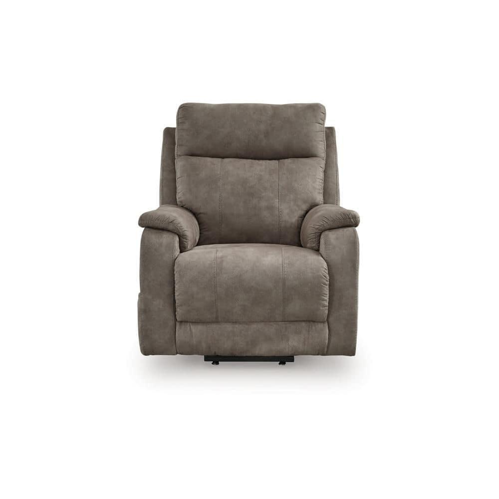 Gray Faux Leather Power Recliner Chair with Massage and Heat