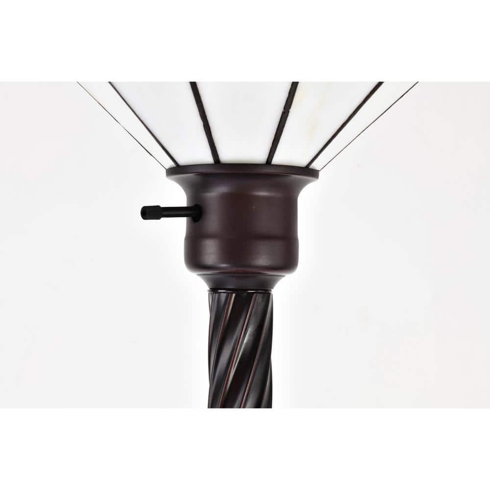 Tiffany-style Mission-style White Torchiere Floor Lamp with Durable White Zinc Construction