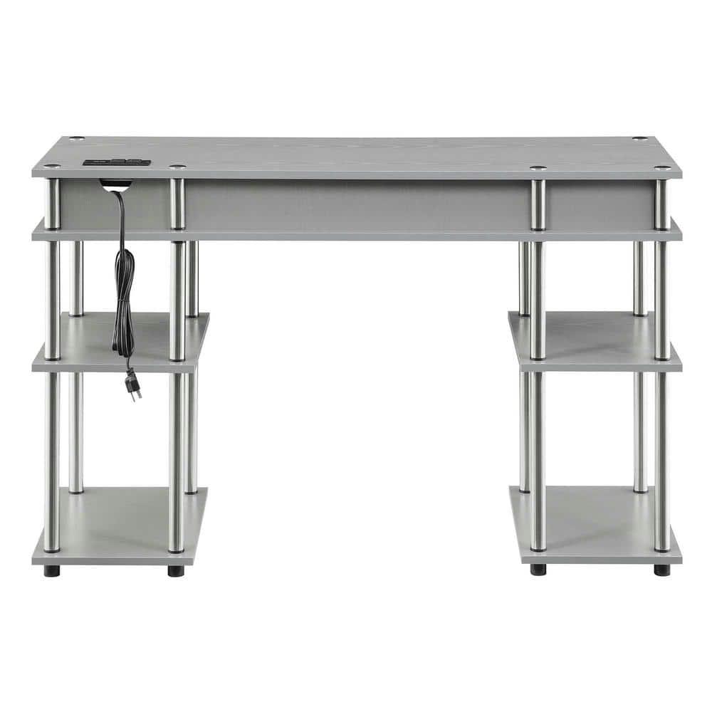Adult, Designs2Go No Tools 30 inches Tall Student Desk w/ Charging Station and Shelves, Gray