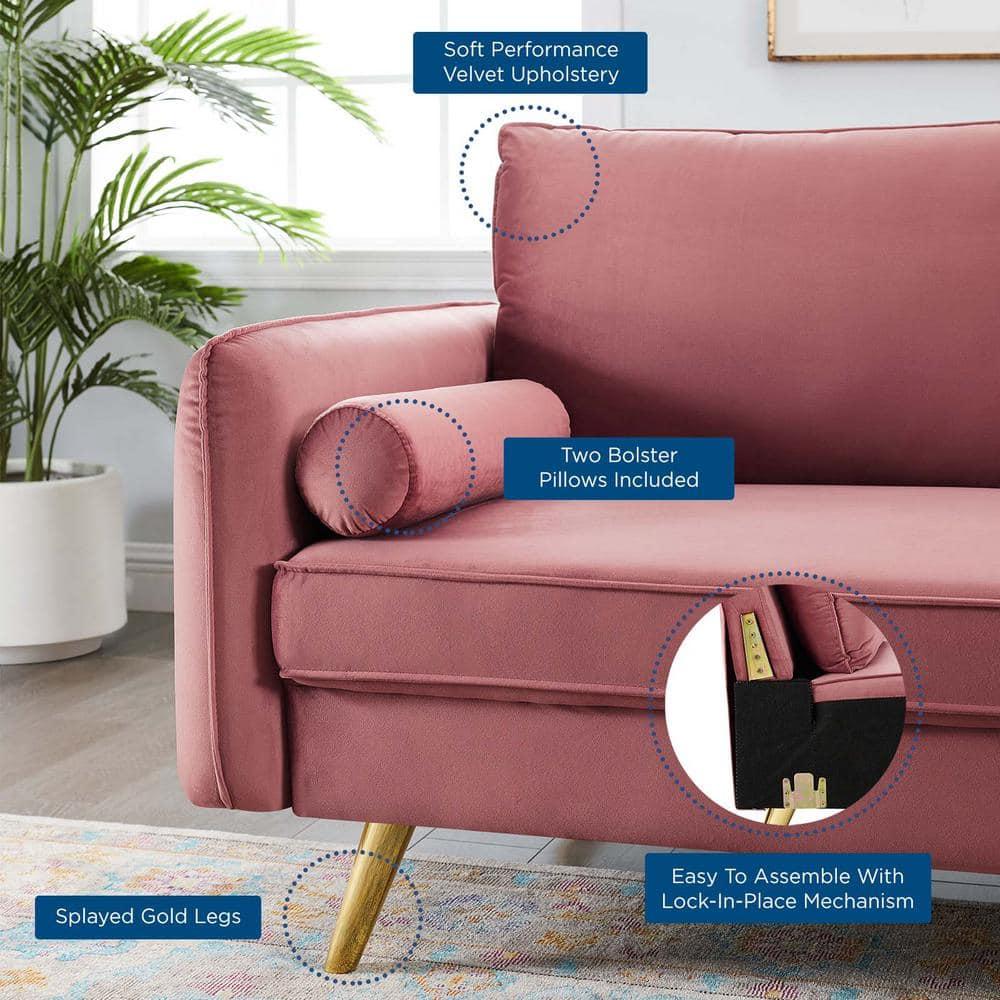 Revive Performance Velvet Sofa Dusty Rose