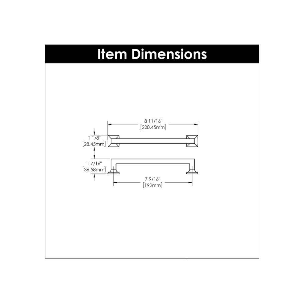 Hickory Hardware Studio Collection Pull 7-9/16 Inch (192mm) Center to Center Satin Nickel Finish