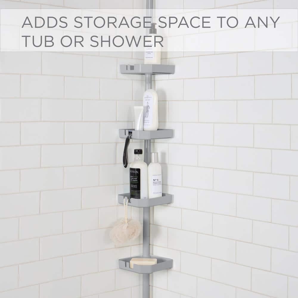 Bath Bliss 4 Tier Corner Shower Organizer Caddy in Grey