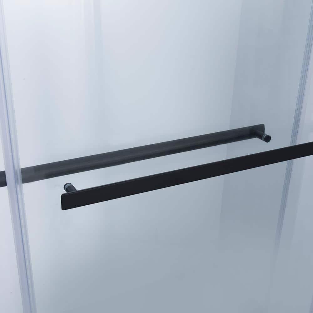 48 x 76 in. Spezia Double Sliding Frameless Shower Door, Matte Black