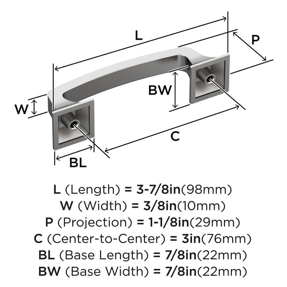 Amerock Ville 3 inch (76mm) Center-to-Center Cabinet Pull