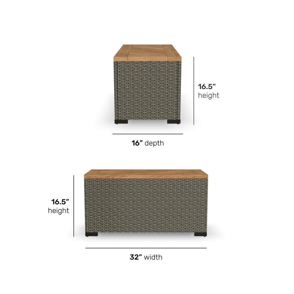 Homestyles Boca Raton Rattan Outdoor Storage Table in Brown