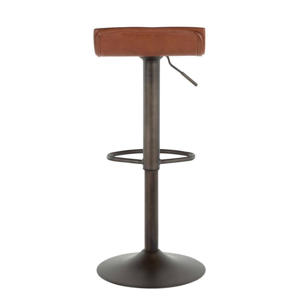 Contemporary Swivel Adjustable Brown Leather Bar Stool