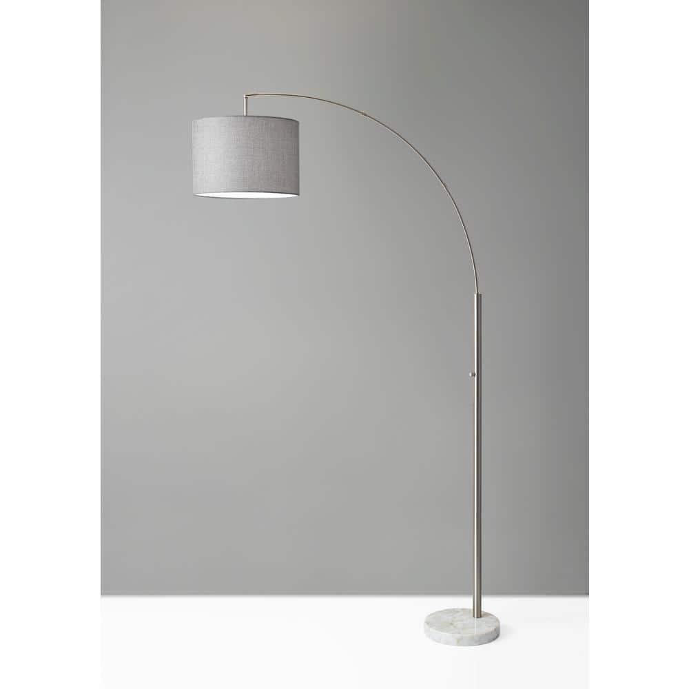 73.5" Bowery Arc Lamp Steel - Adesso: Contemporary Design, ETL Listed, Linen Shade, Metal Body