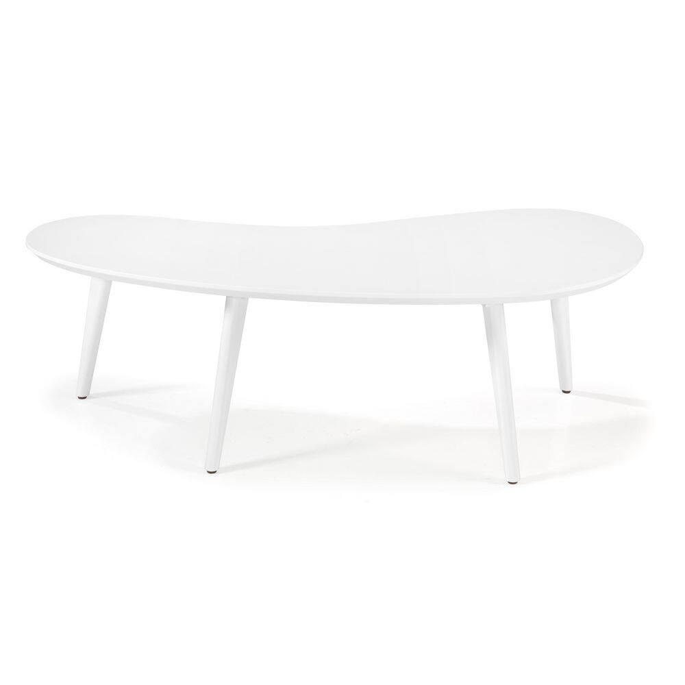 Camaflexi Mid Century Modern Coffee Table Small Tabletop Wood Coffee Desk, White