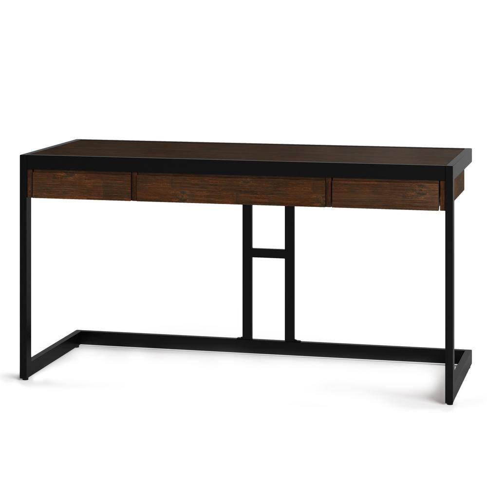 Simpli Home Erina 48"W Solid Acacia Wood Small Desk, Industrial Style with Keyboard Tray and 2 Drawers