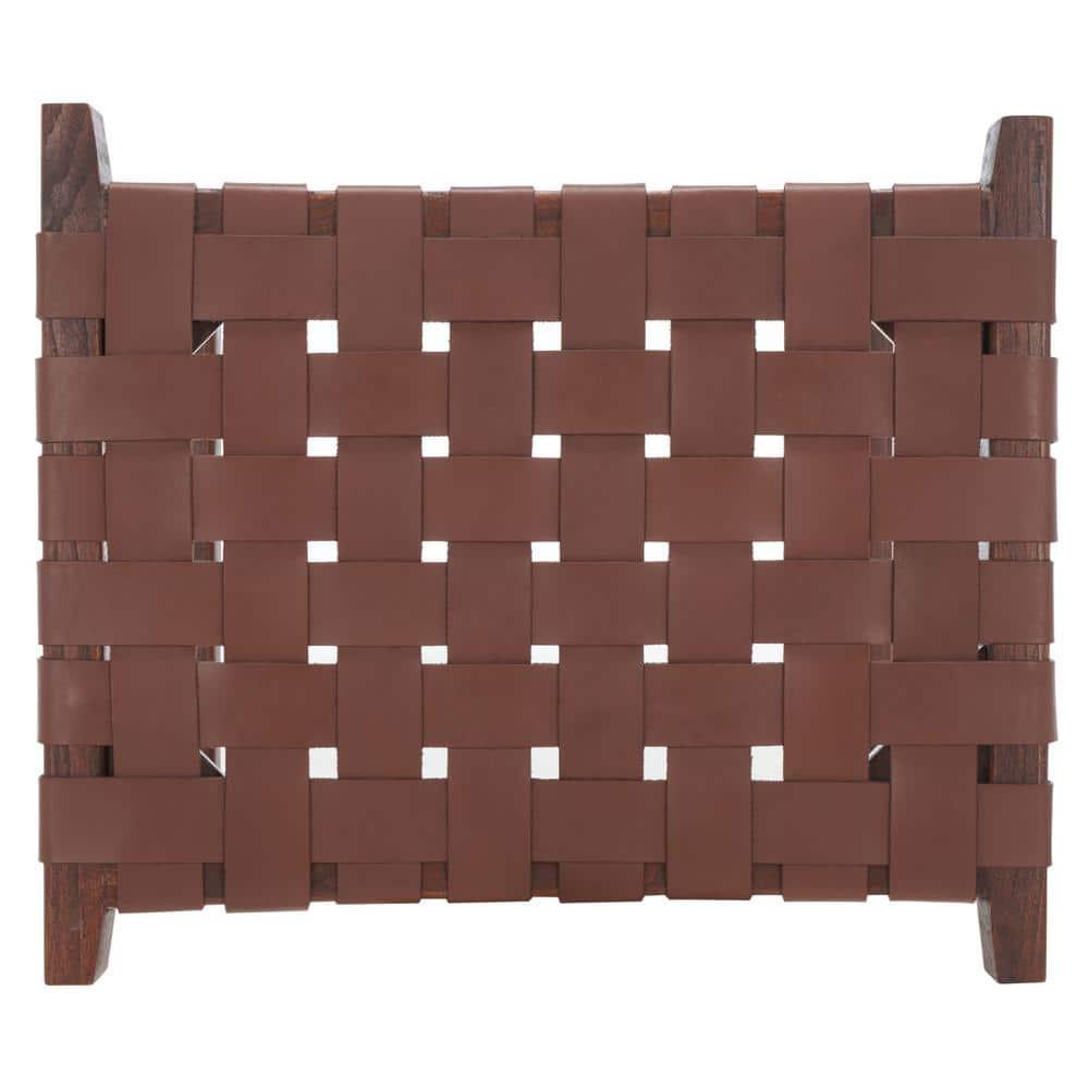 Abreu Rectangle Counter Stool - Cognac/Walnut - Safavieh