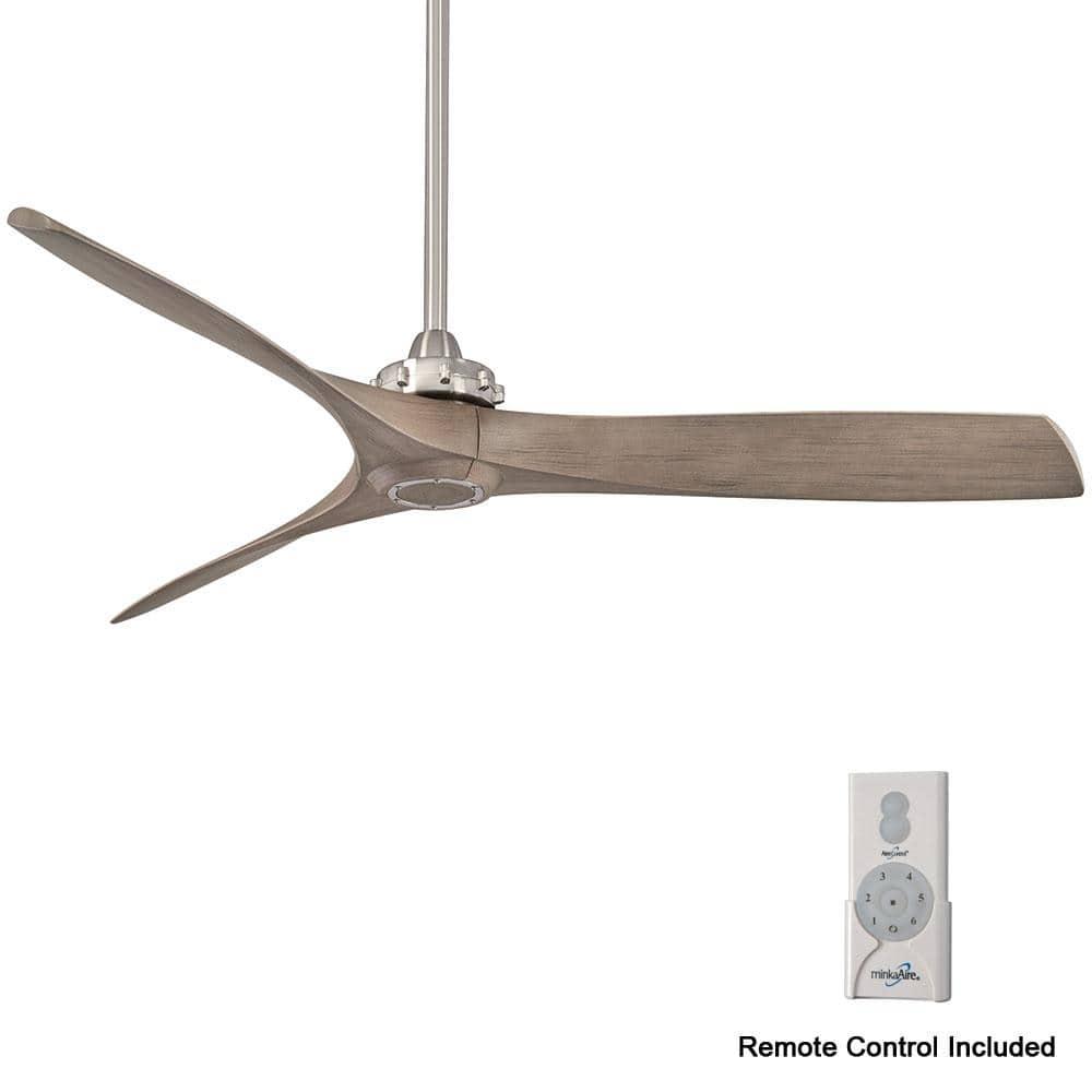 60" Minka Aire Modern Farmhouse Indoor Ceiling Fan with Remote Control Brushed Nickel for Living Room Kitchen Bedroom Family Home