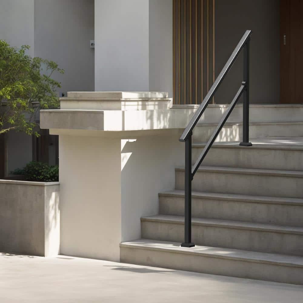 VEVOR 4-5 Handrails for Outdoor for Seniors Porch Deck Black Square Tube Steel