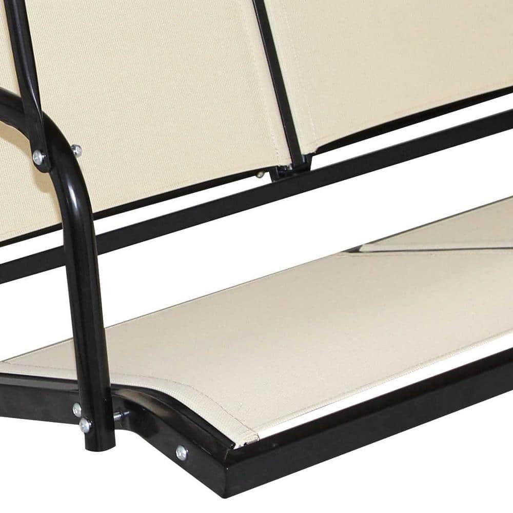 Costway Outdoor Patio Swing Canopy 3 Person Canopy Swing Chair Patio Hammock Brown