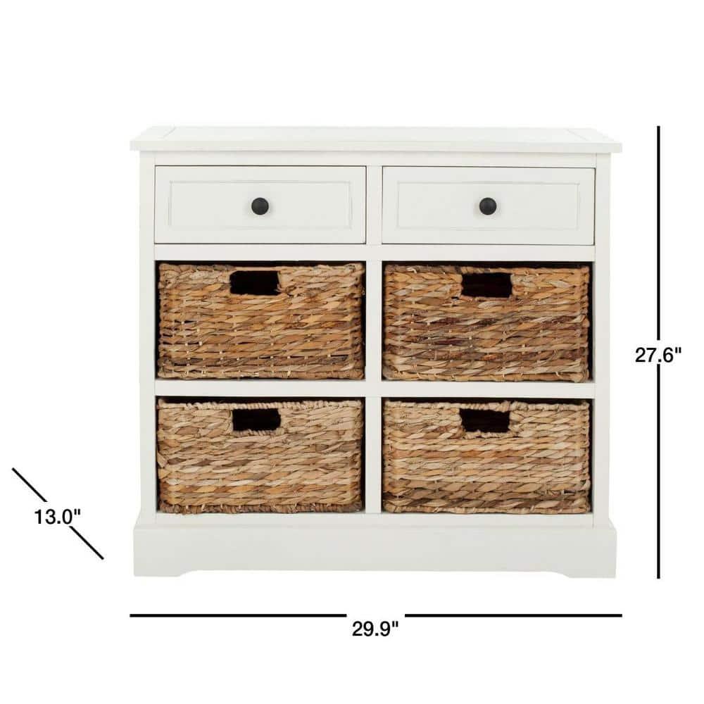 Herman Storage Unit with Wicker Baskets - Distressed Cream - Safavieh.