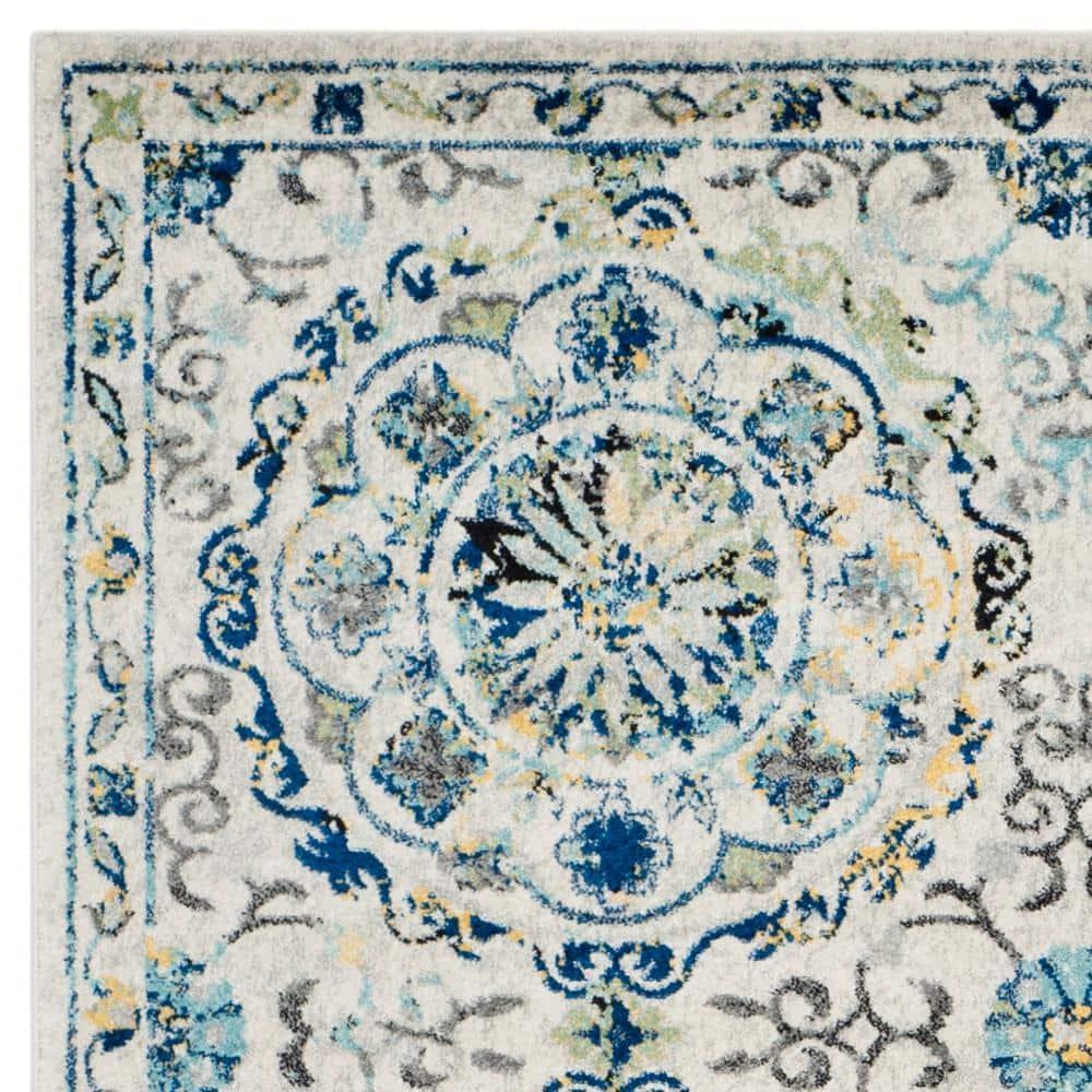 SAFAVIEH Evoke Rado Bordered Area Rug, Ivory/Blue, 9' x 12'