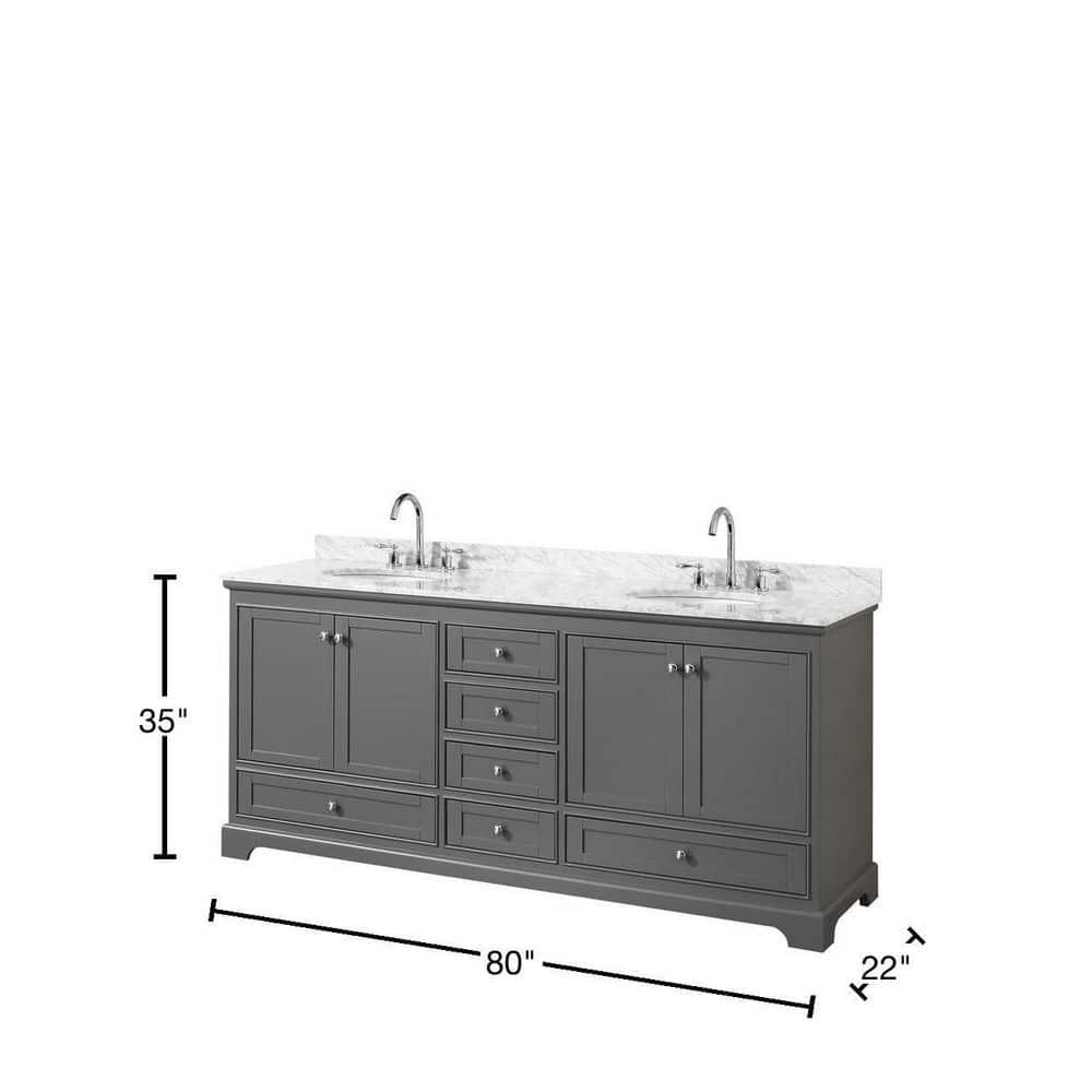 Wyndham Collection Deborah 80'' Double Bathroom Vanity with Marble Top