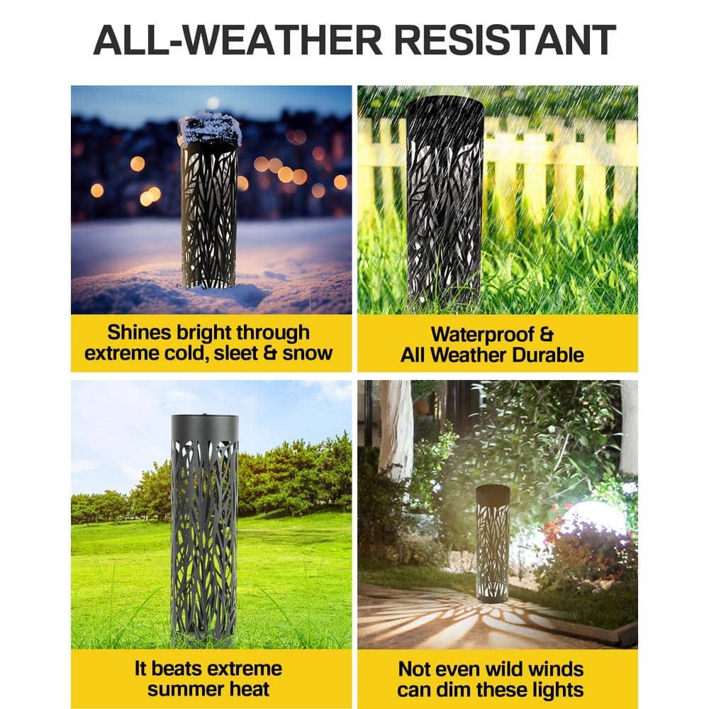 Bell + Howell Black Bollard Pathway Lights Solar Powered - Pack of 4