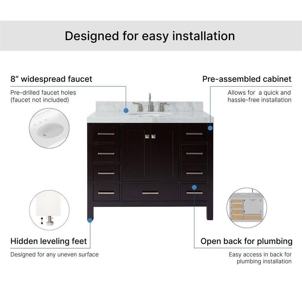 Cambridge 42'' Single Bathroom Vanity with Carrara Marble Top