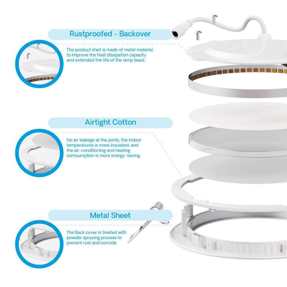 6" Slim Smart Recessed LED, 12W, RGB Tunable White, Dimmable, Wi-Fi Enabled