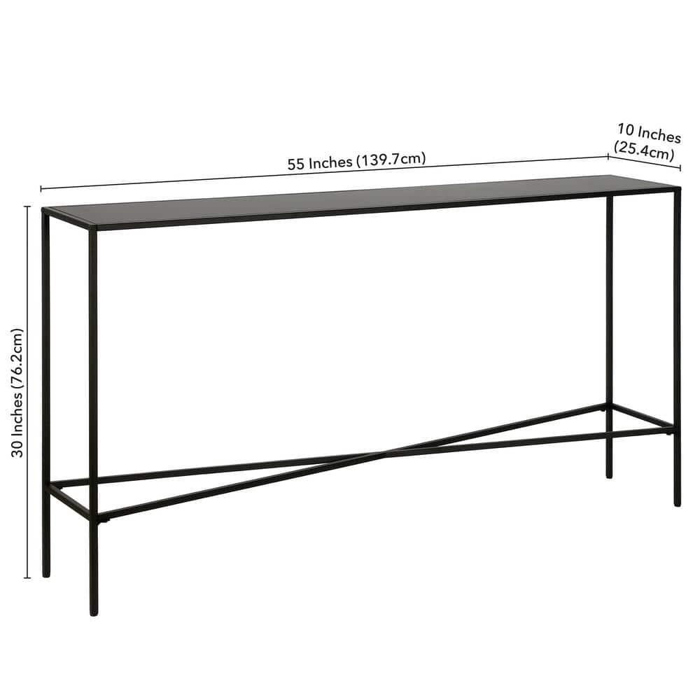 Evelyn&Zoe Henley 55" Wide Rectangular Console Table with Metal Top, Blackened Bronze