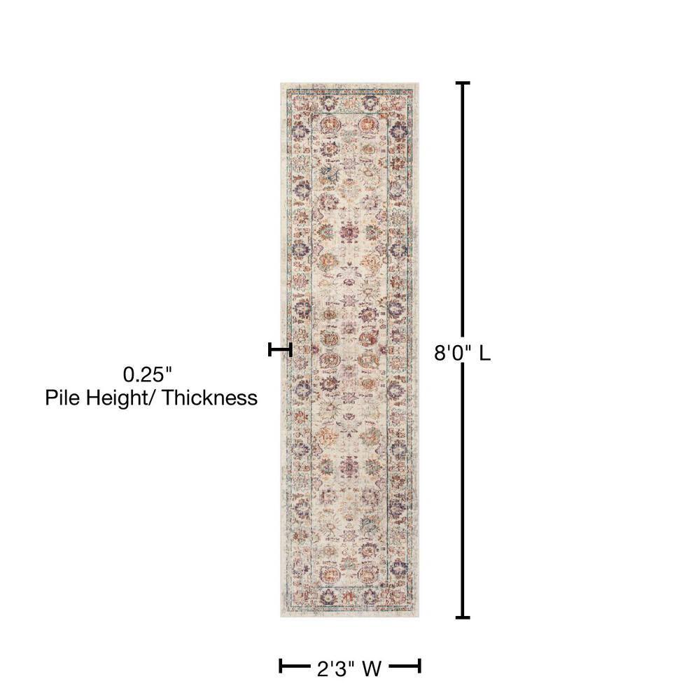 Illusion ILL710 Power Loomed Runner Rug - Cream/Purple - 2'3"x8' - Safavieh