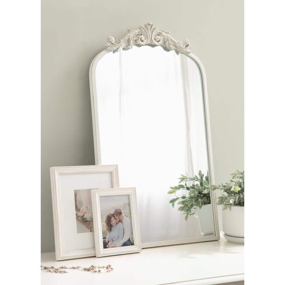 19"x31" Arendahl Traditional Arch Decorative Wall Mirror White - Kate & Laurel All Things Decor: Luxury Glam Style, No Assembly Required