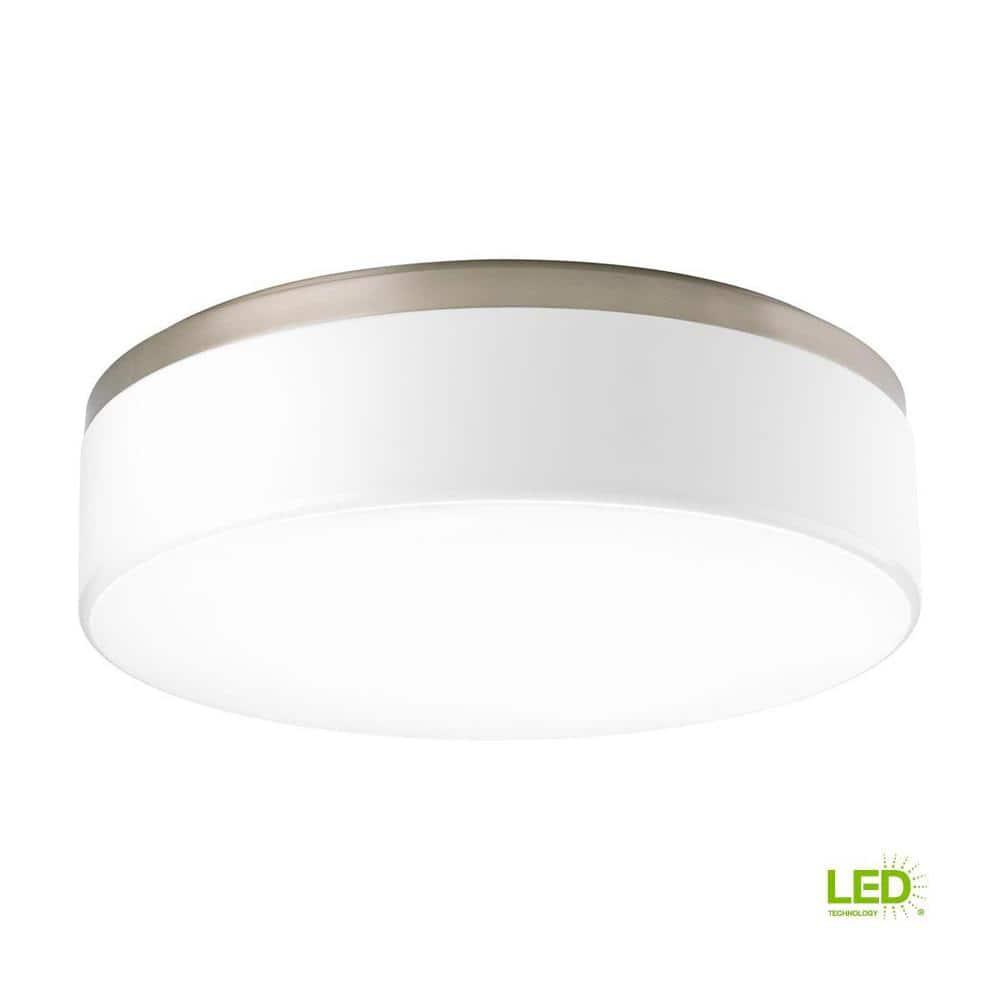 Progress Lighting Maier 1-Light LED Flush Mount, Brushed Nickel, Etched White Opal Acrylic Diffuser