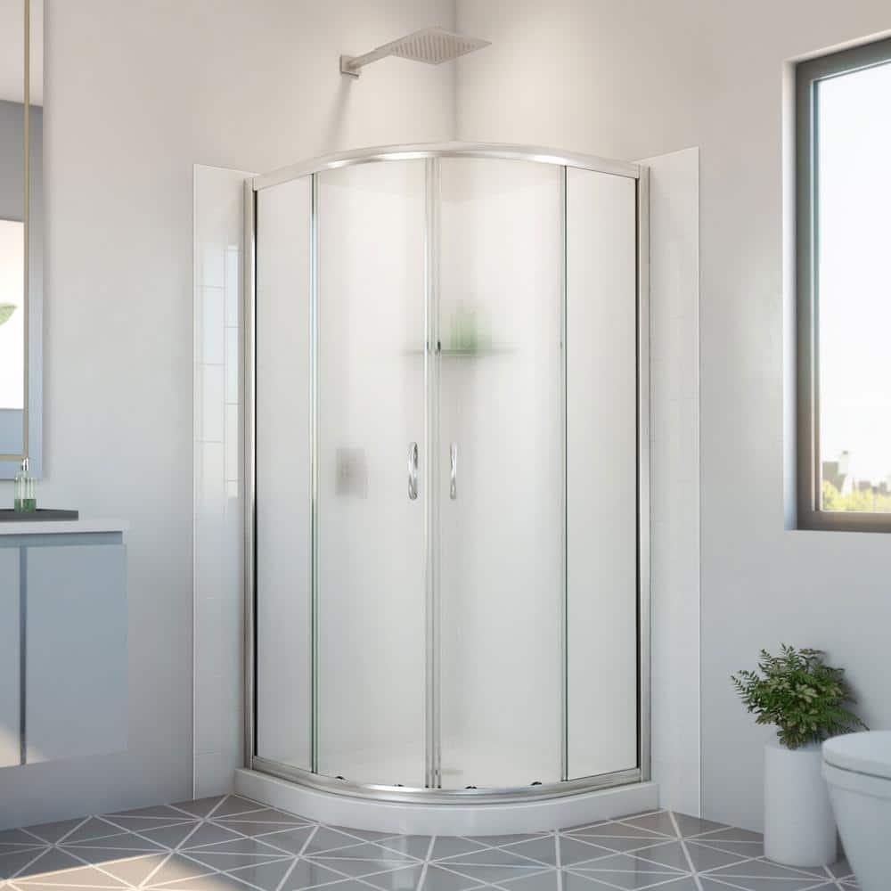 38'' W x 38'' D x 78'' H Semi-Frameless Round Shower Enclosure