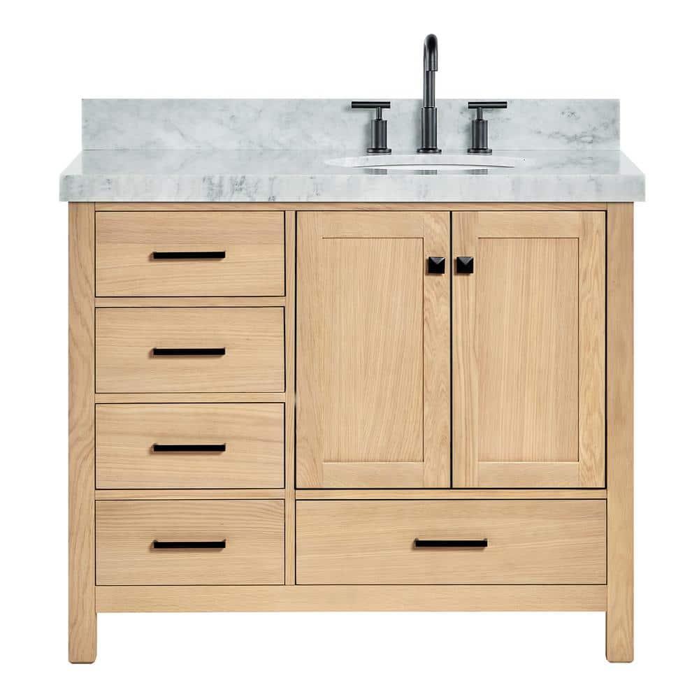Ariel Bath Cambridge Single Bathroom Vanity with Carrara Marble Top