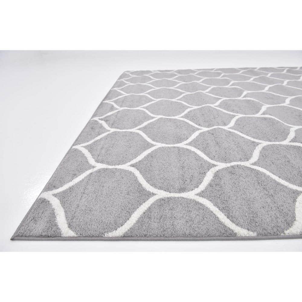Unique Loom 9' 0 x 12' 0 Trellis Frieze Rounded Light Gray Area Rug