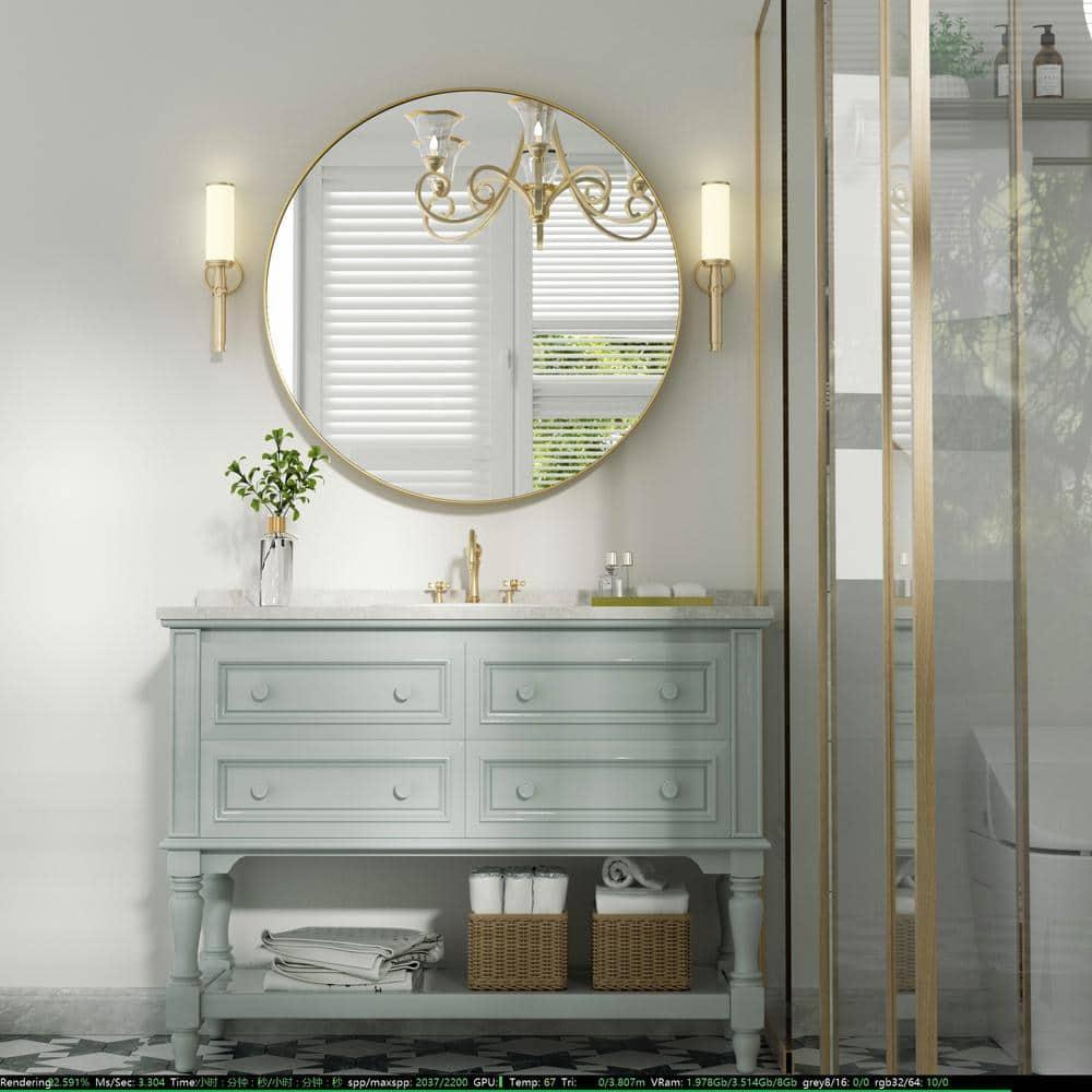 Mercer41 Alauni Round Bathroom Vanity Mirror Wall Mounted Bathroom Circle Mirrors for over sink,Home Decor  & Reviews | Wayfair