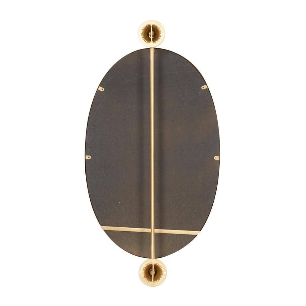 DecMode 15" x 29" Gold Oval Shaped Wall Mirror