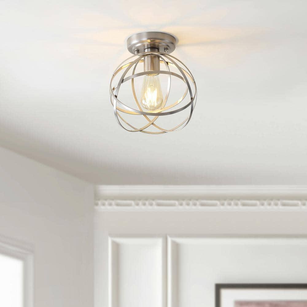Alba 8.5" Metal Orb LED Flush Mount, Nickel