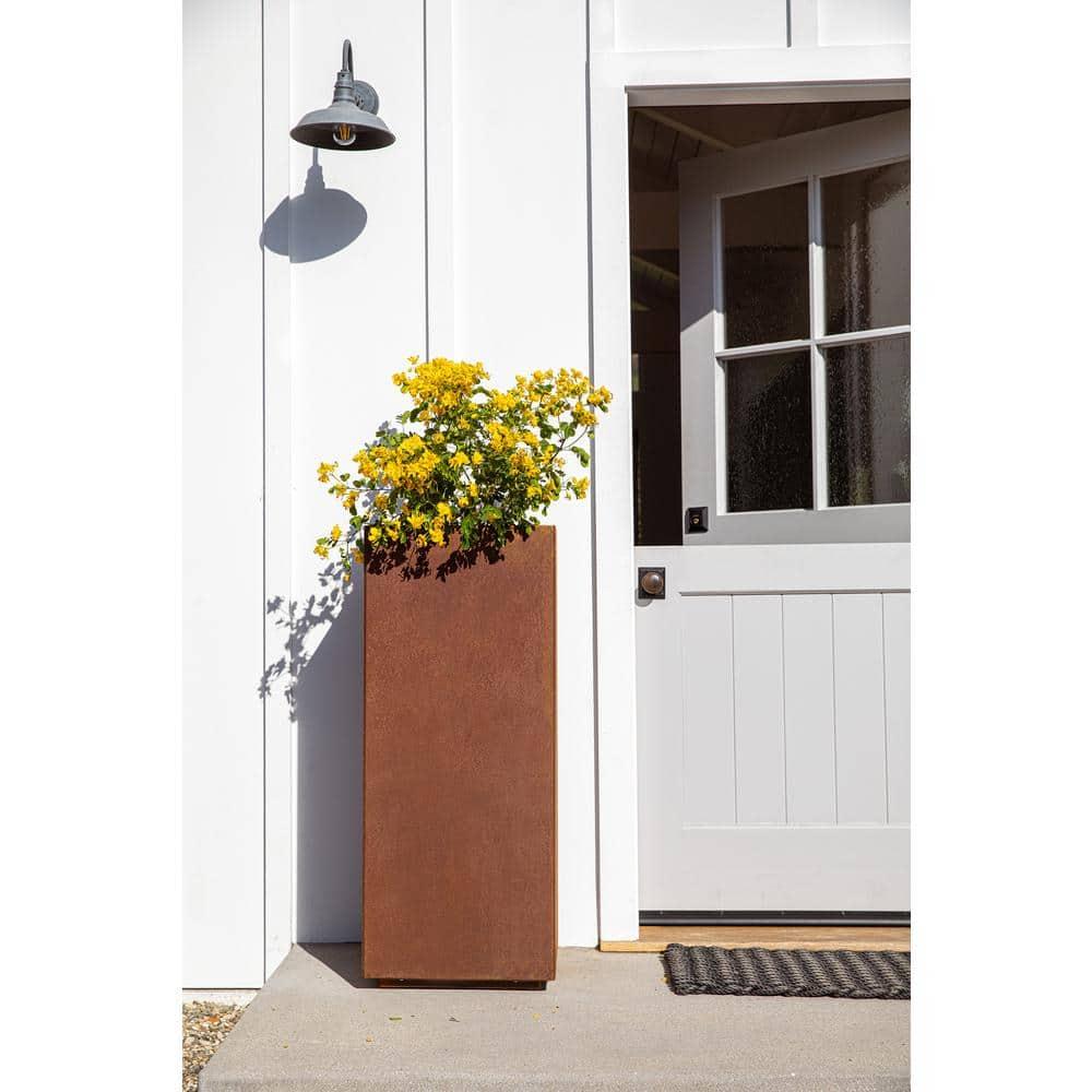 Tall Rust Corten Steel Outdoor Pedestal Planter
