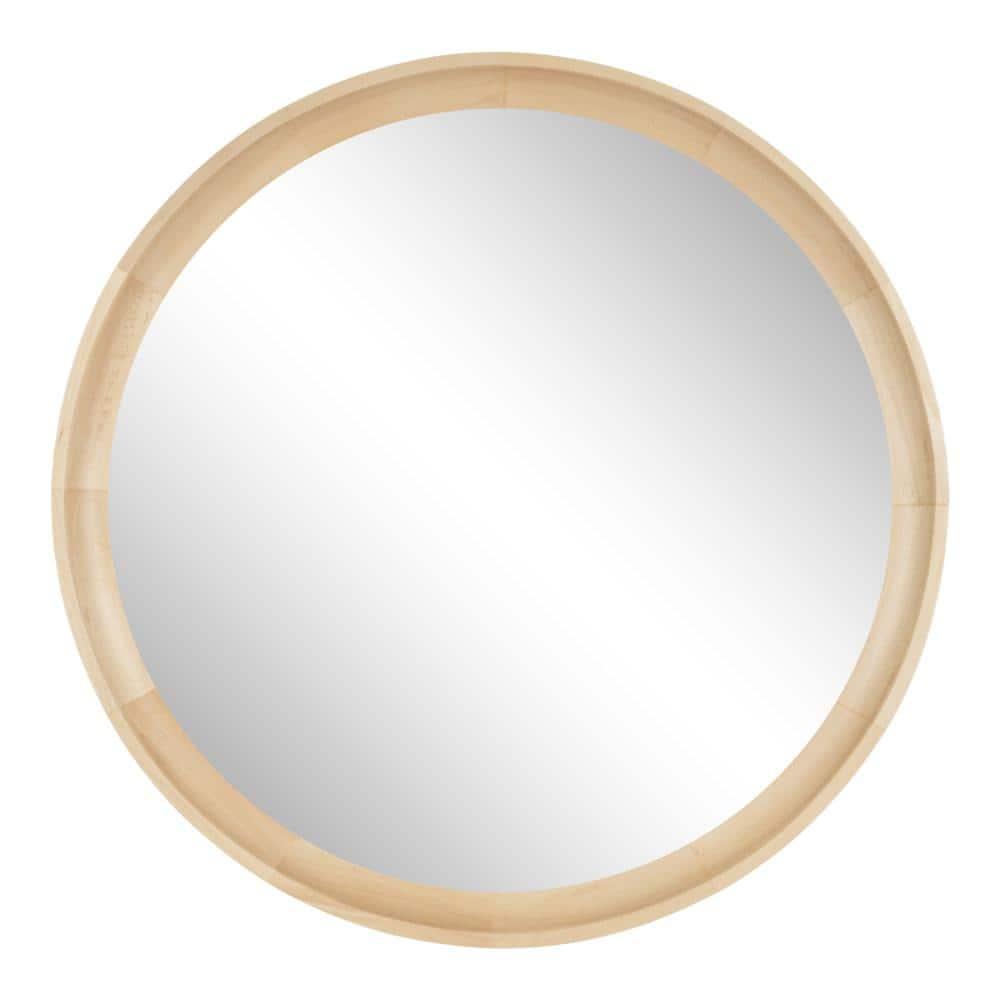 Kate and Laurel Hatherleig Round Wood Round Mirror, 24" Diameter, Natural