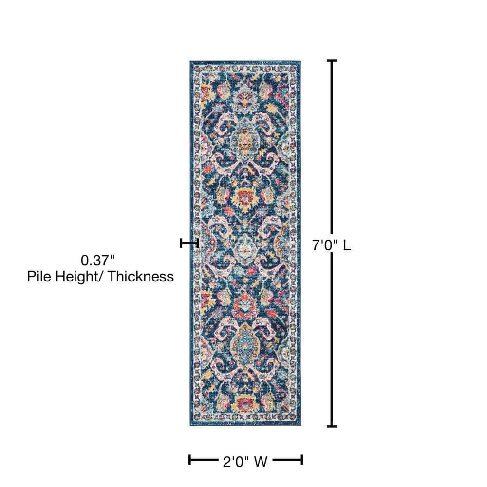 Evoke EVK255 Power Loomed Runner Rug - Navy/Fuchsia - 2'2"x7' - Safavieh.