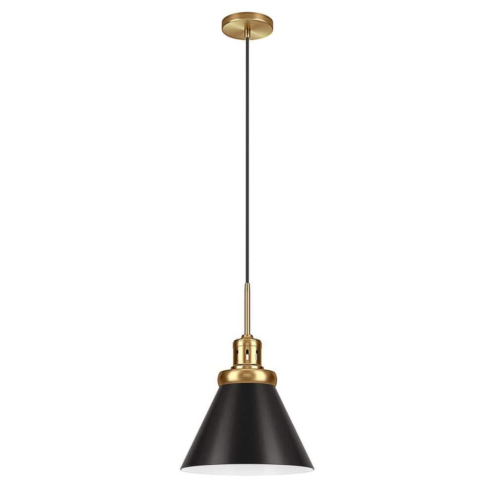 Evelyn&Zoe 17" Brushed Brass/Blackened Bronze Pendant