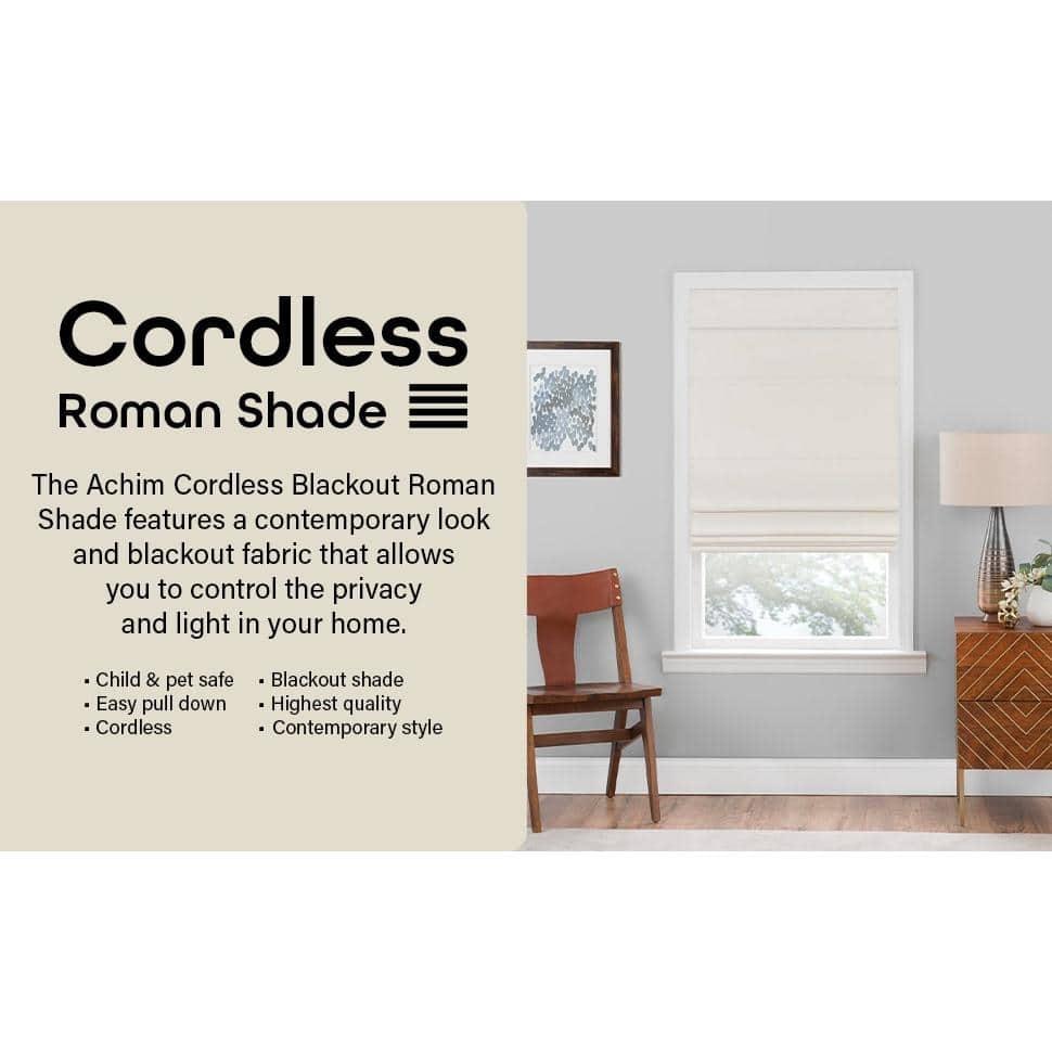 Achim Roman Indoor Cordless Ivory Polyester Blackout Window Roman Pleated Shade, 64" L x 30" W