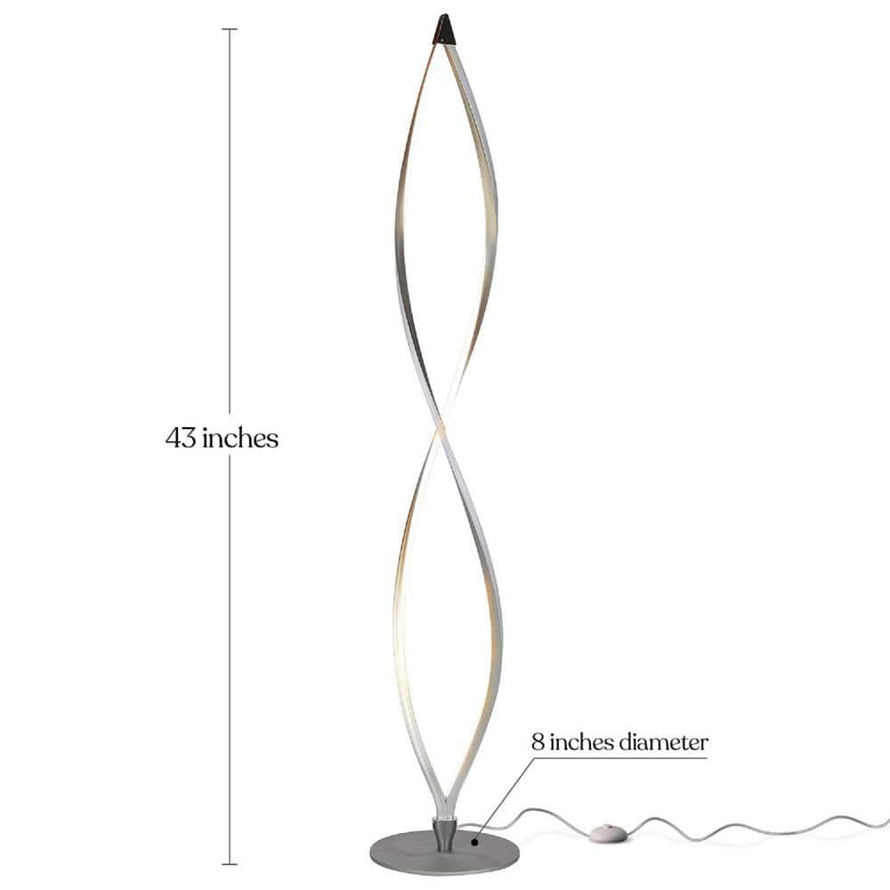 Brightech Twist 43 in. Industrial 2-Light LED Energy Efficient Floor Lamp with Built-In 3-Way Dimmer