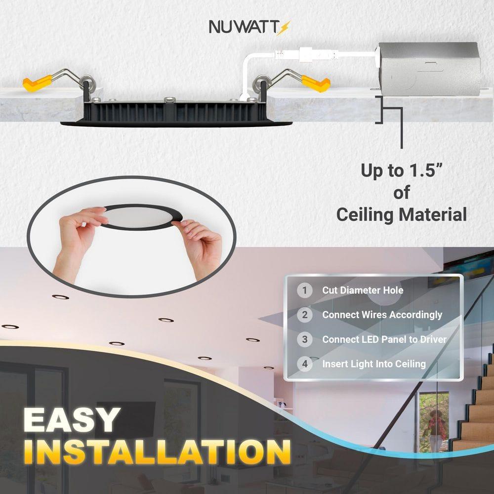 Panel Downlight 6'' Selectable Color Temperature Dimmable Air-Tight IC Rated LED Canless Recessed Lighting Kit