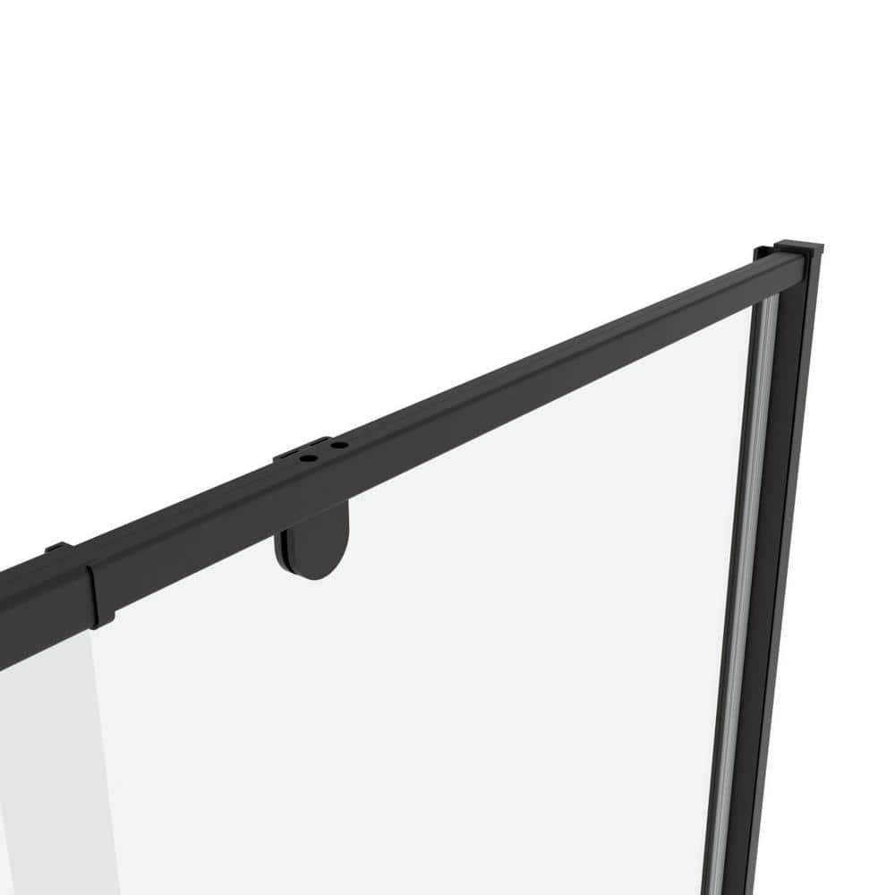 Waterpar WP1683871MB 38-42 in. W x 71 in. H Pivot Swing Semi-Frameless Shower Door With Clear Tempered Glass