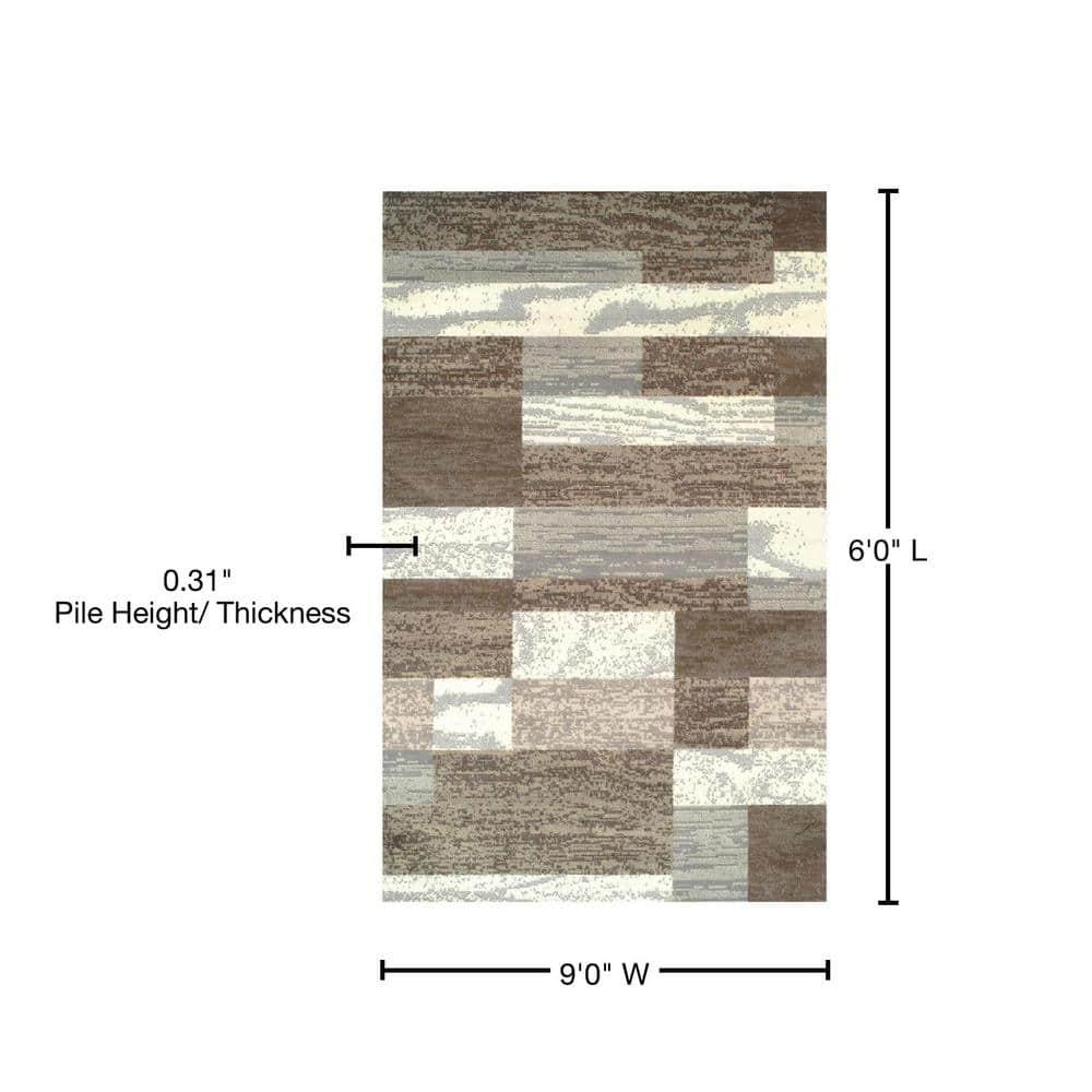 Superior Rockwood Geometric Indoor Area Rug, 6' x 9', Chocolate