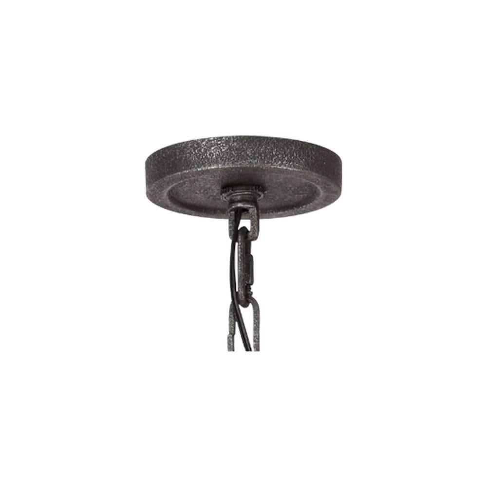 Distressed Weathered Oak and Slate Grey 9-Light Chandelier