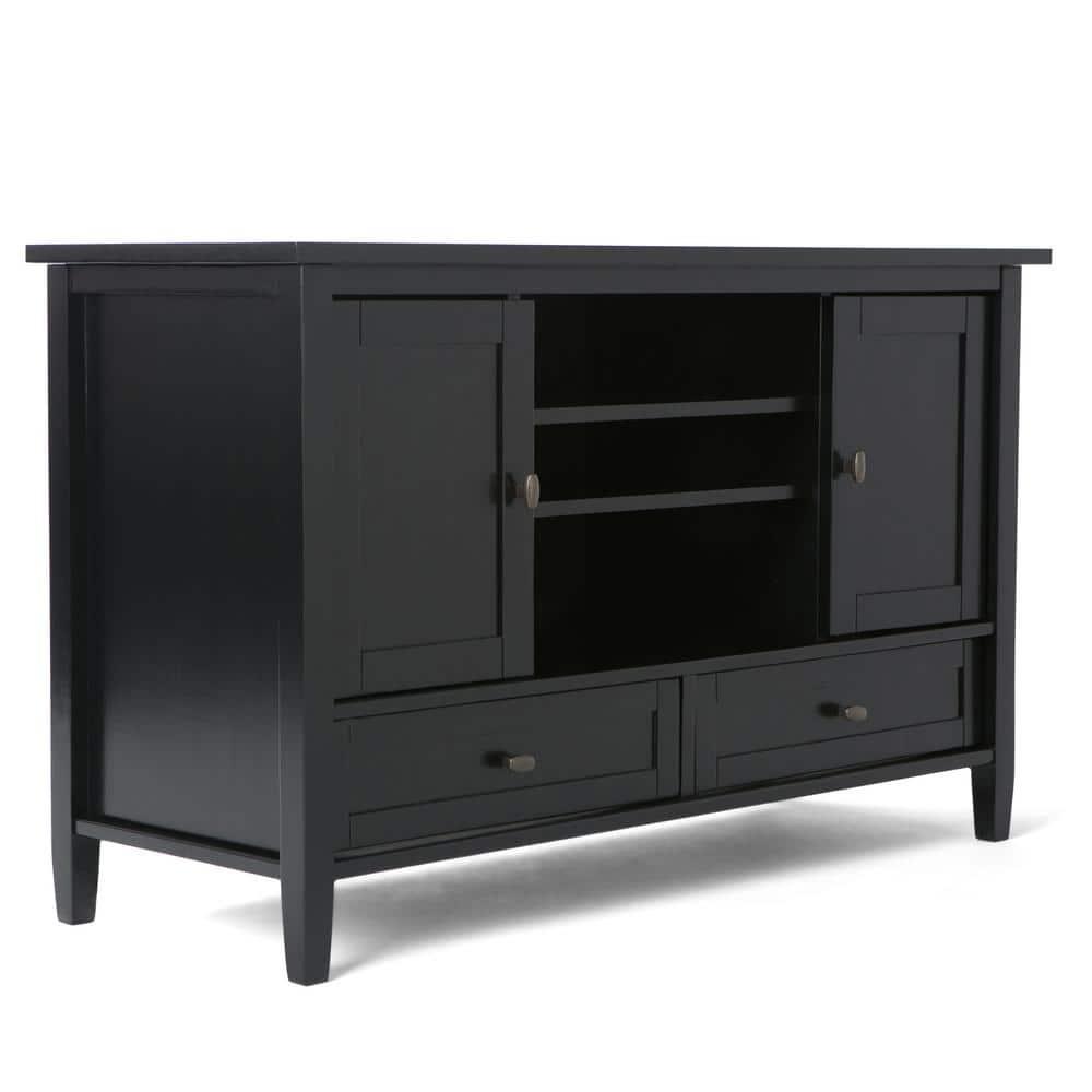Simpli Home Warm Shaker 47"W Solid Wood TV Stand for TVs up to 55" with 2 Storage Cabinets and 2 Drawers