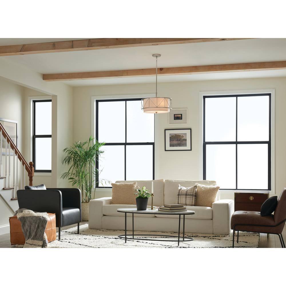 52075SN-Kichler Lighting-Birkleigh - 3 Light Convertible Semi-Flush Mount In Art Deco Style-9.5 Inches Tall-Satin Nickel Finish