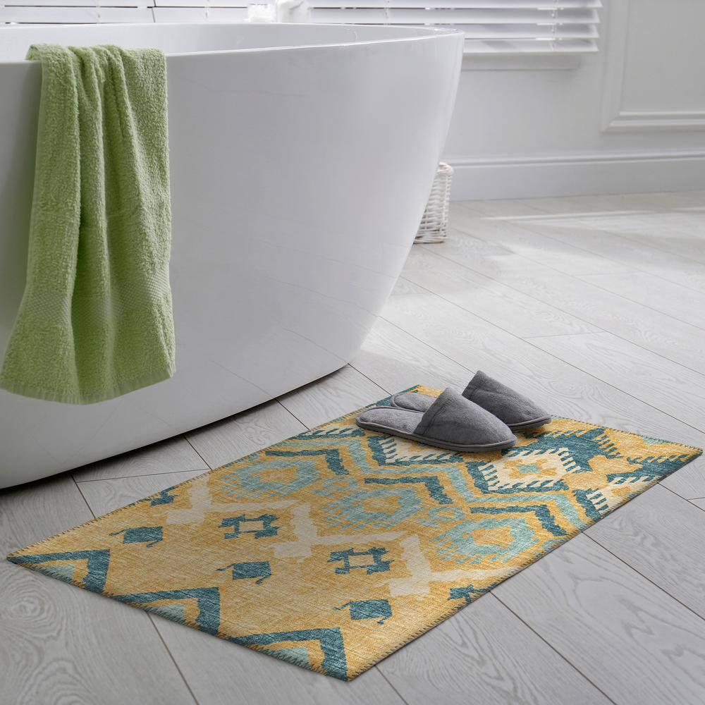 Addison Rugs Indoor/ Outdoor Addison Yuma Southwest Ikat Washable Area Rug 1'8" x 2'6" - Yellow