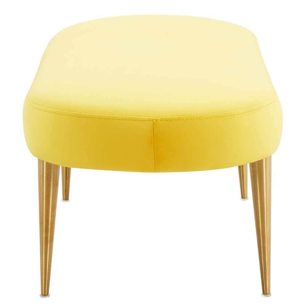 SAFAVIEH Couture Corinne Oval Solid Velvet Contemporary Bench, Marigold