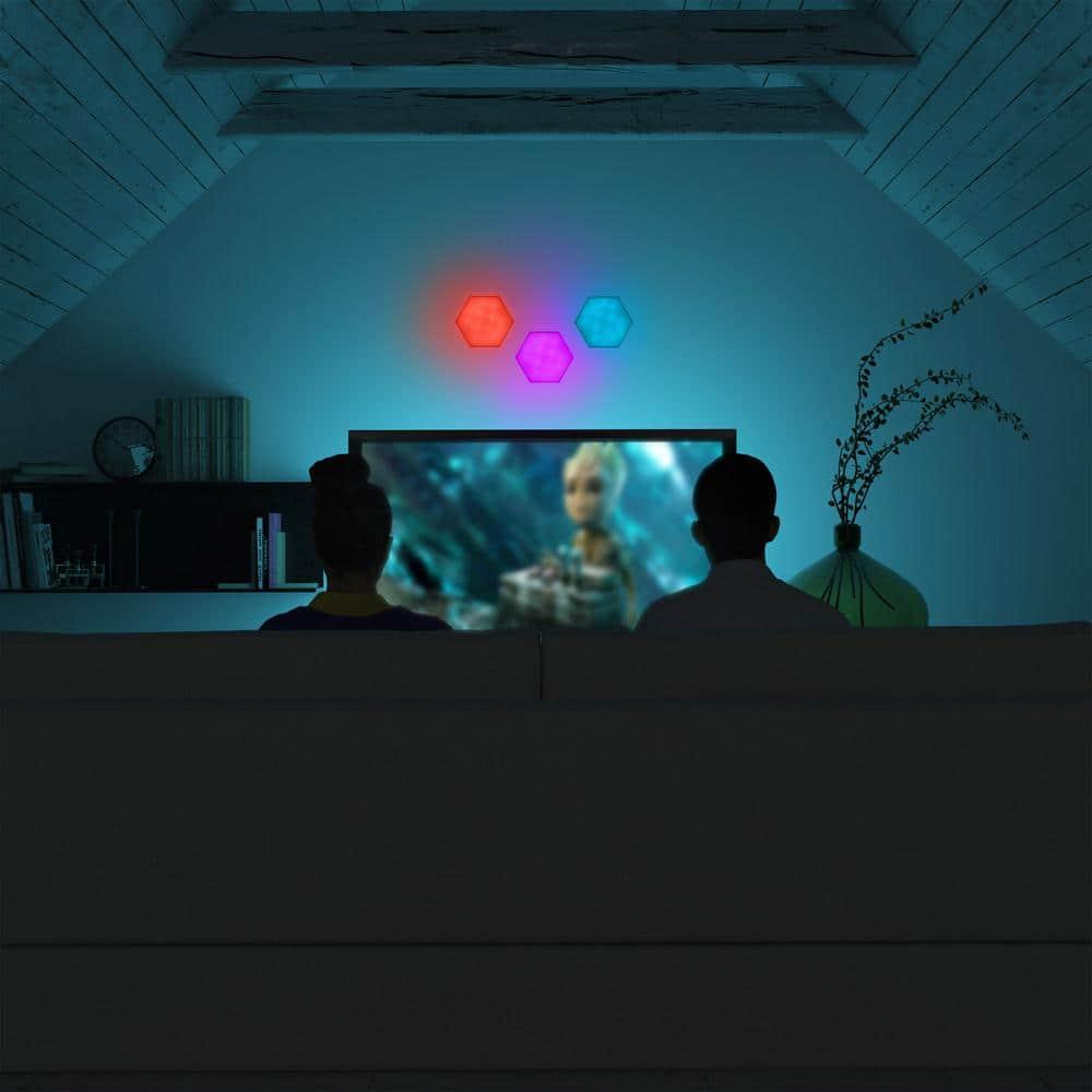 Monster Hexagon Unique Multi-Color LED Touch Light, Four Color-Changing Modes, 9 Piece Set